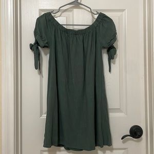 Olive green off the shoulder dress